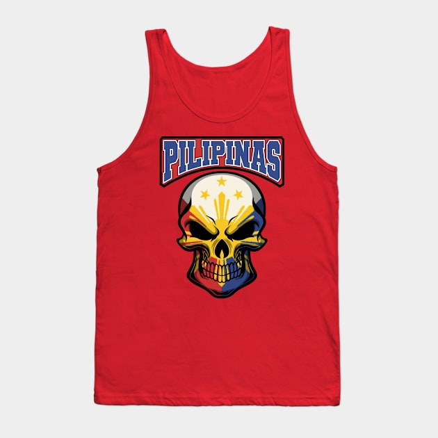 PILIPINAS FLAG IN A SKULL EMBLEM Tank Top by VERXION